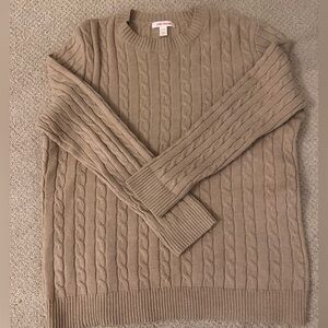 Joe Fresh Men's Tan Cable Knit Crewneck Sweater